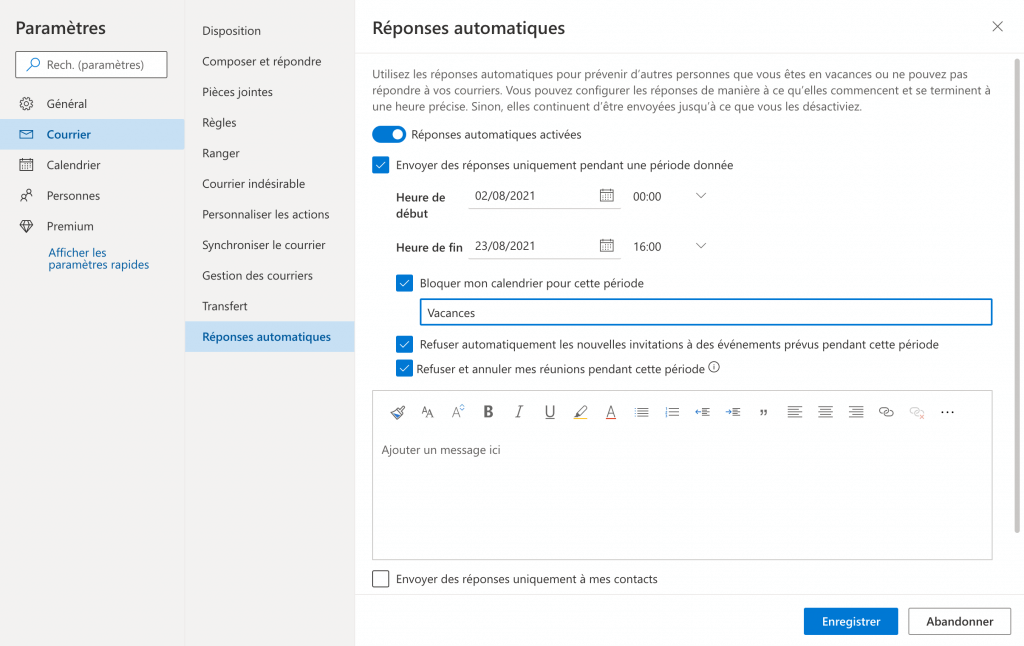 Comment Mettre Un Message D Absence Sur Outlook Blog Tuto