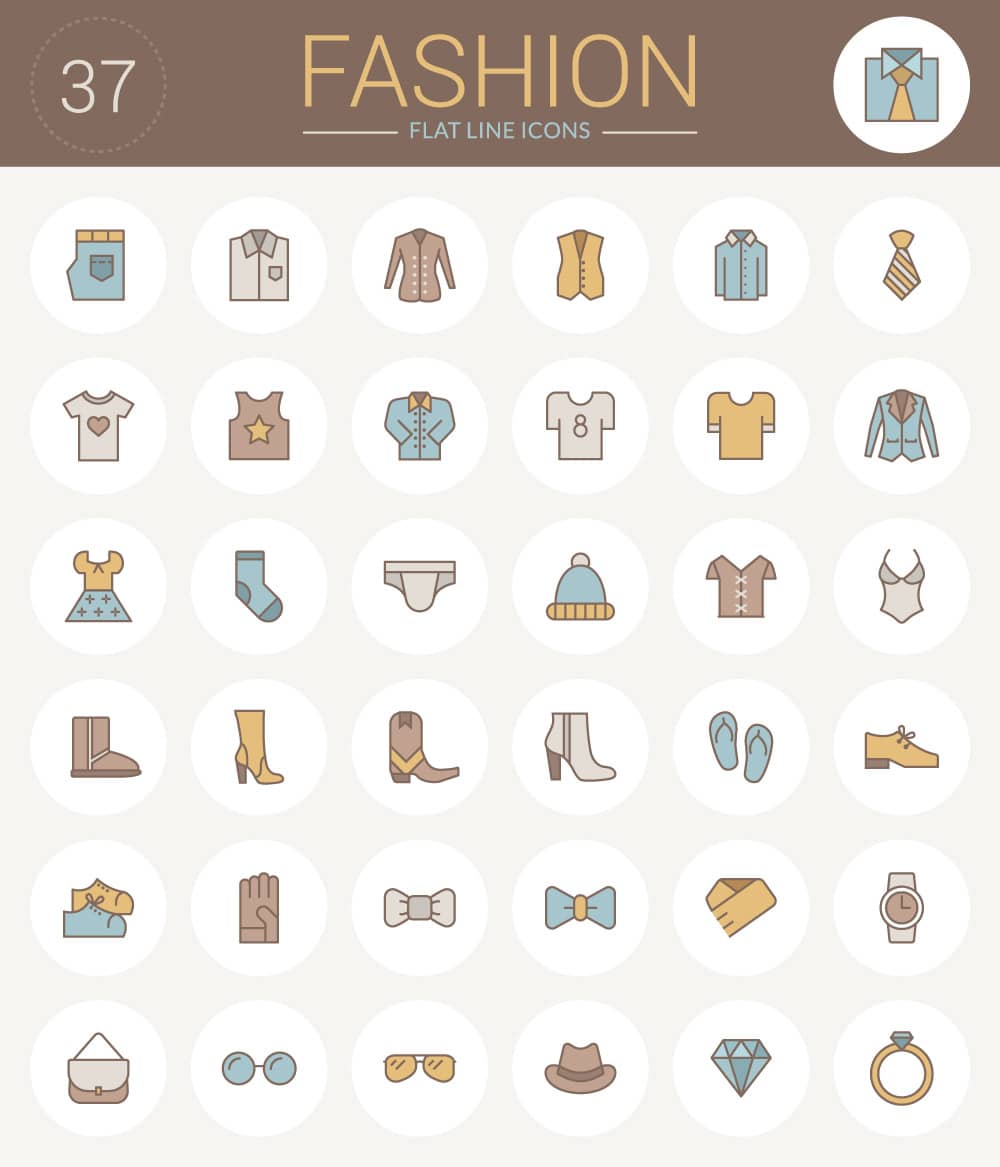 free-flat-line-fashion-icons-pack