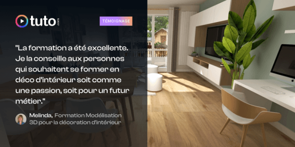 Melinda, apprenante de notre formation 3D en décoration d'intérieur