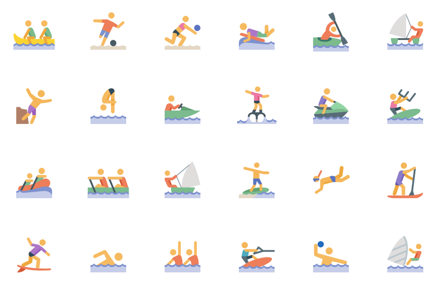 Pack icônes sports nautiques