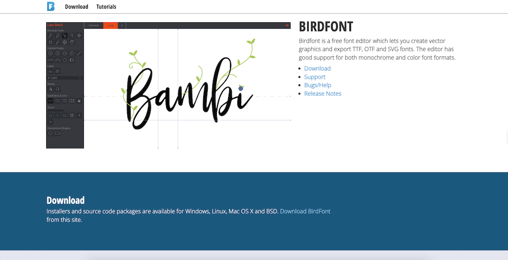birdfont font editor - font creator