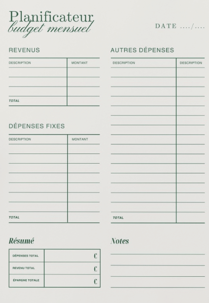 Modèle de budget immobilier