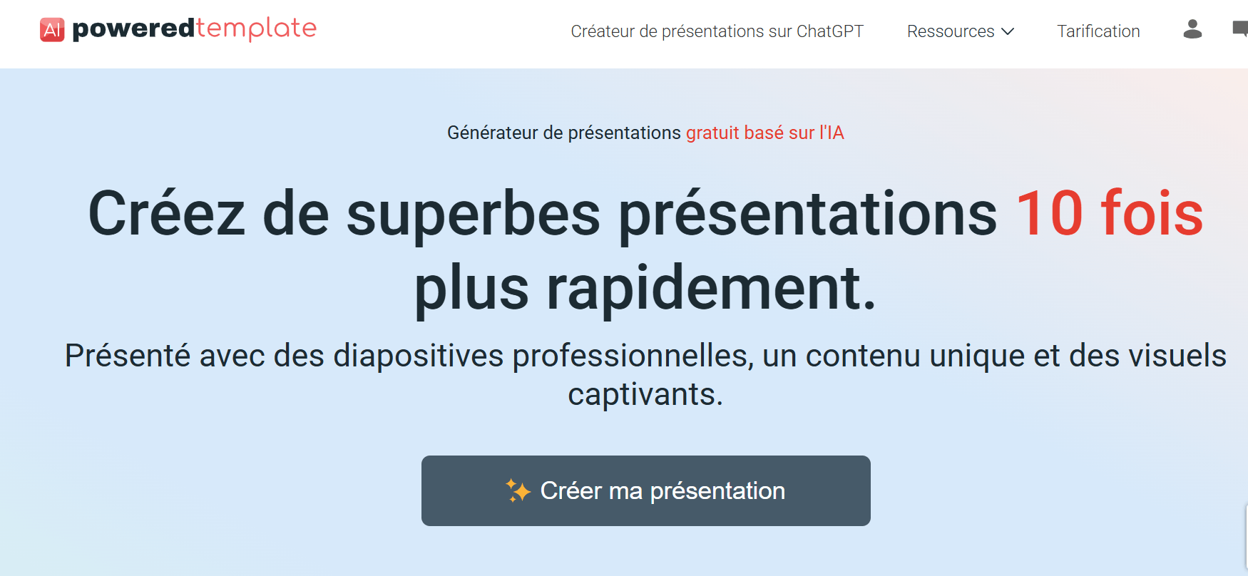 Cr&eacute;ation de slides avec l'IA via PoweredTemplate AI