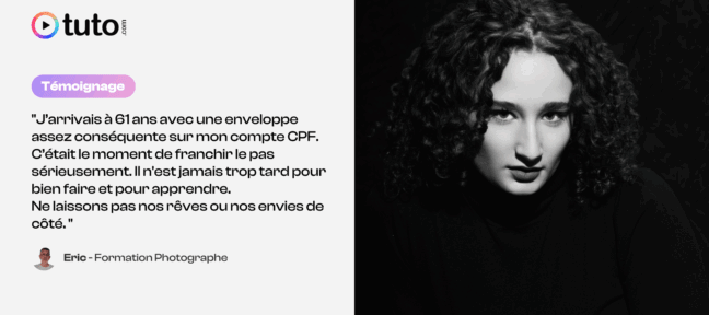 Formation Photographe CPF en ligne suivie par Eric