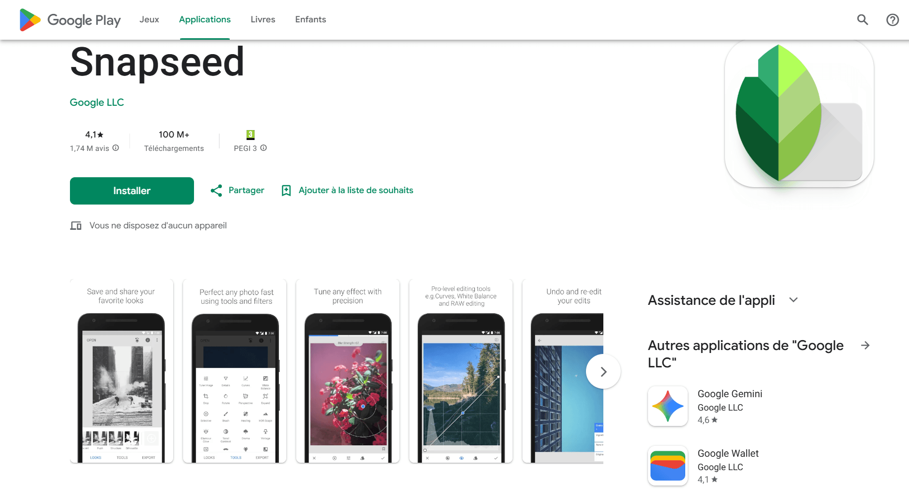 Snapseed, solution de retouche photo de Google