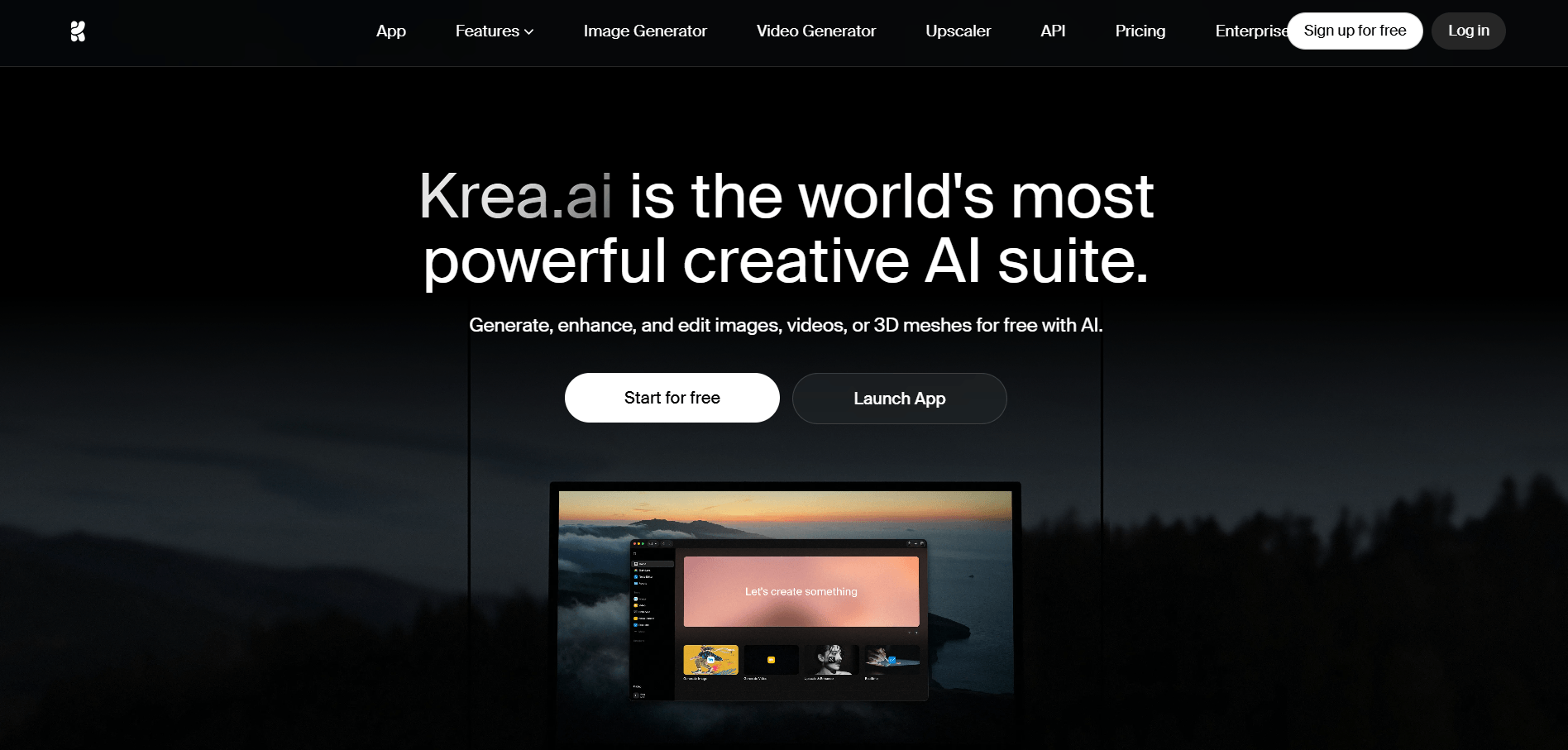 Krea AI, outil en ligne pour retoucher images et vid&eacute;os