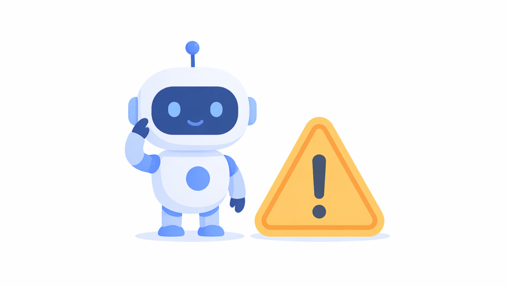 Panneau d'avertissement symbolisant les limites et risques des agents IA autonomes