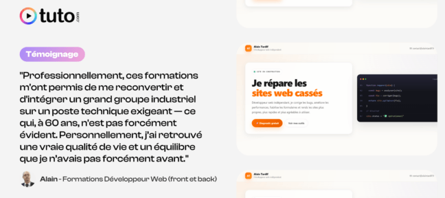 Temoignage Alain Tardif, formation développeur web