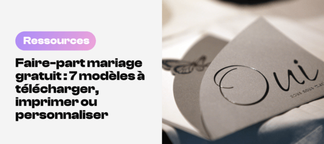 Faire-part de mariage gratuit à télécharger, personnaliser ou imprimer.