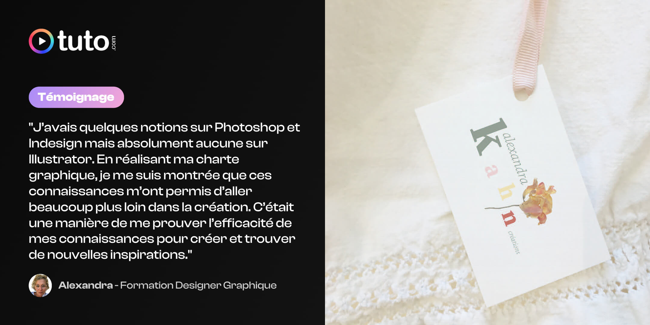 Temoignage Alexandra, élève sur le parcours Designer Graphique sur Tuto.com