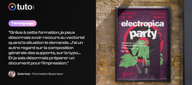 Retour d'expérience de Gabriela, élève de la formation Illustrator sur Tuto.com