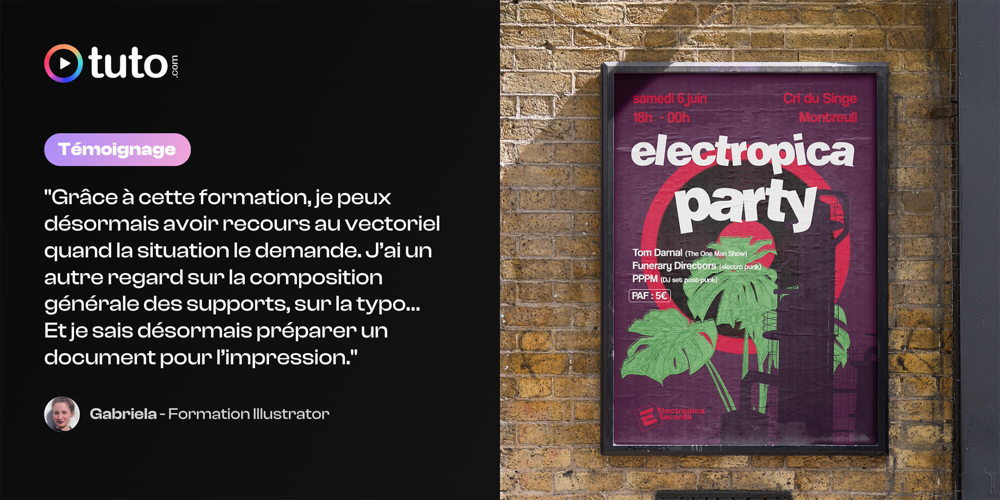 Retour d'expérience de Gabriela, élève de la formation Illustrator sur Tuto.com