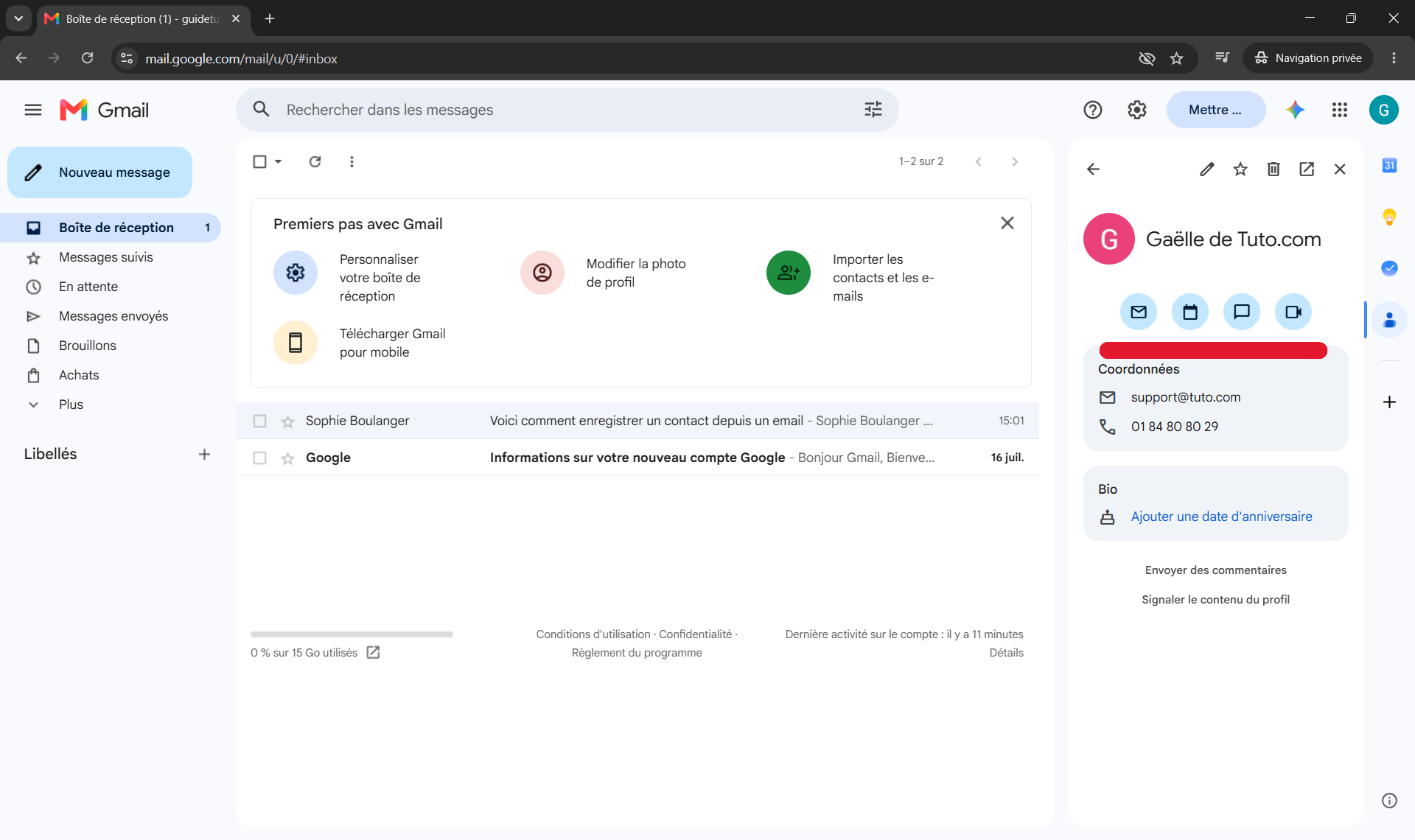 Cr&eacute;er et g&eacute;rer ses contacts Gmail