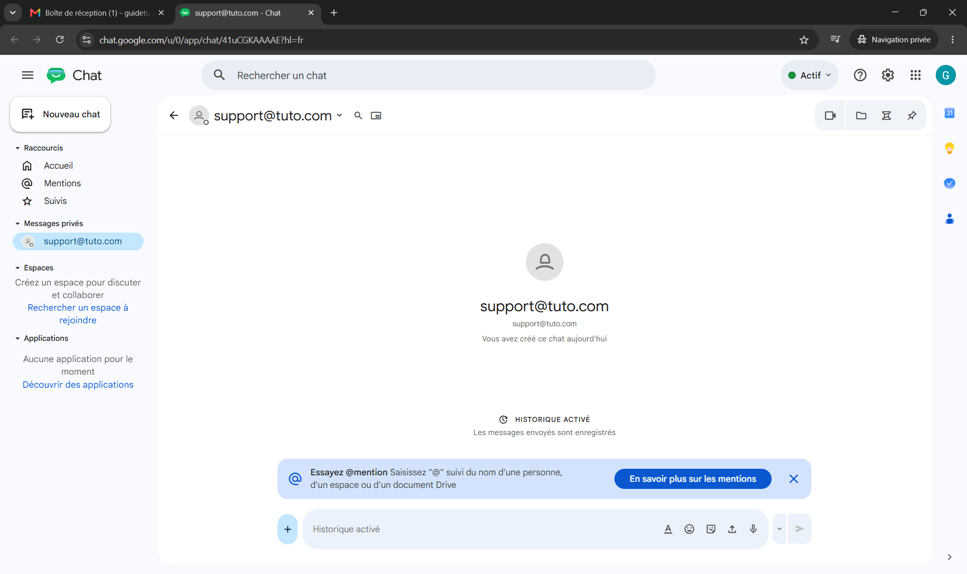 Envoyer un message instantan&eacute; &agrave; un contact depuis Gmail