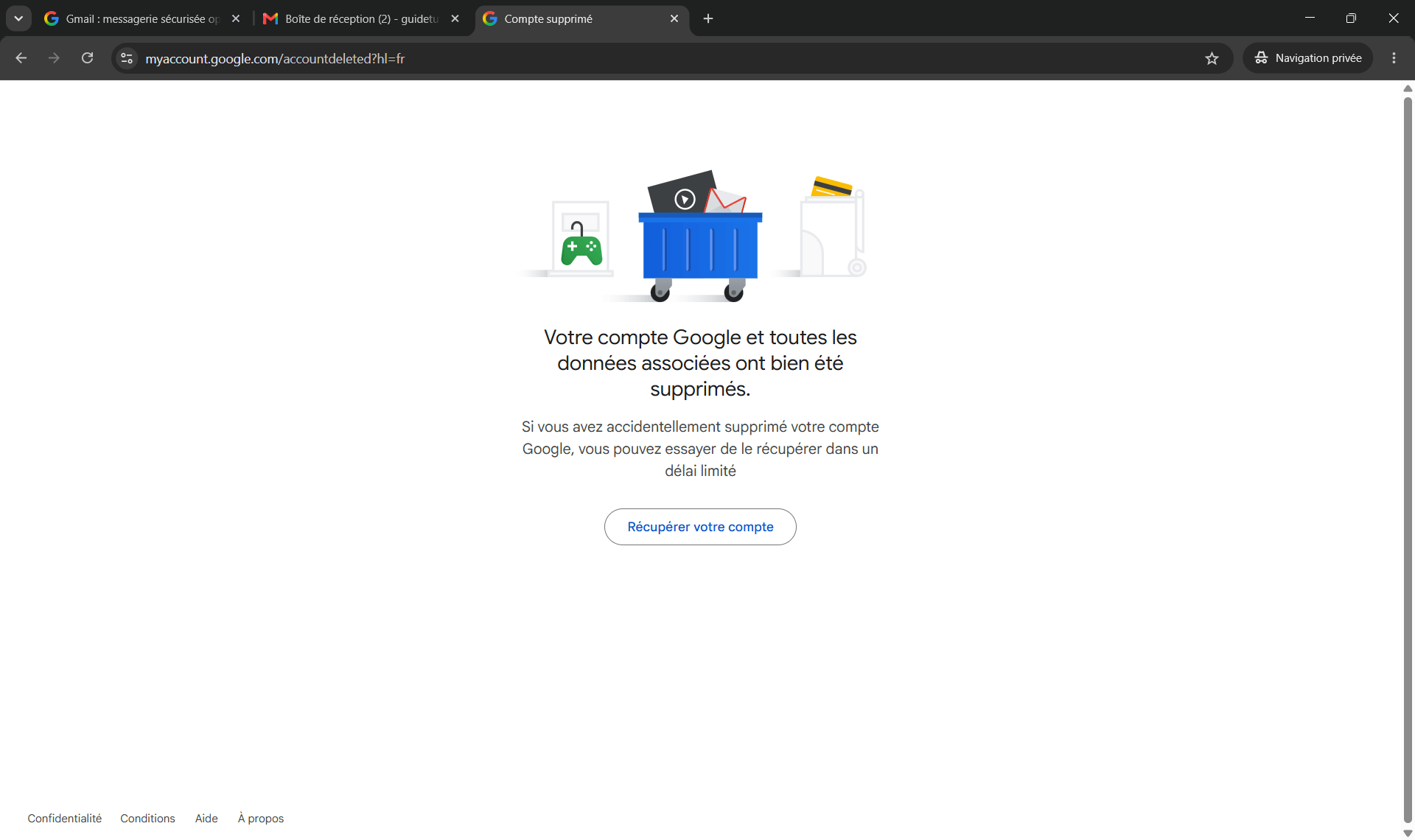 Suppression d'un compte Google