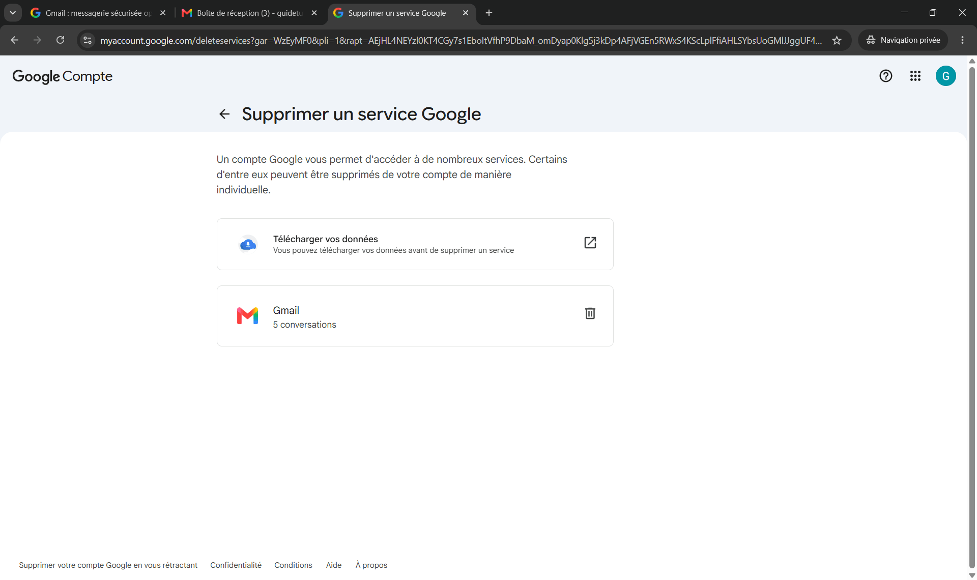 Supprimer son adresse Gmail