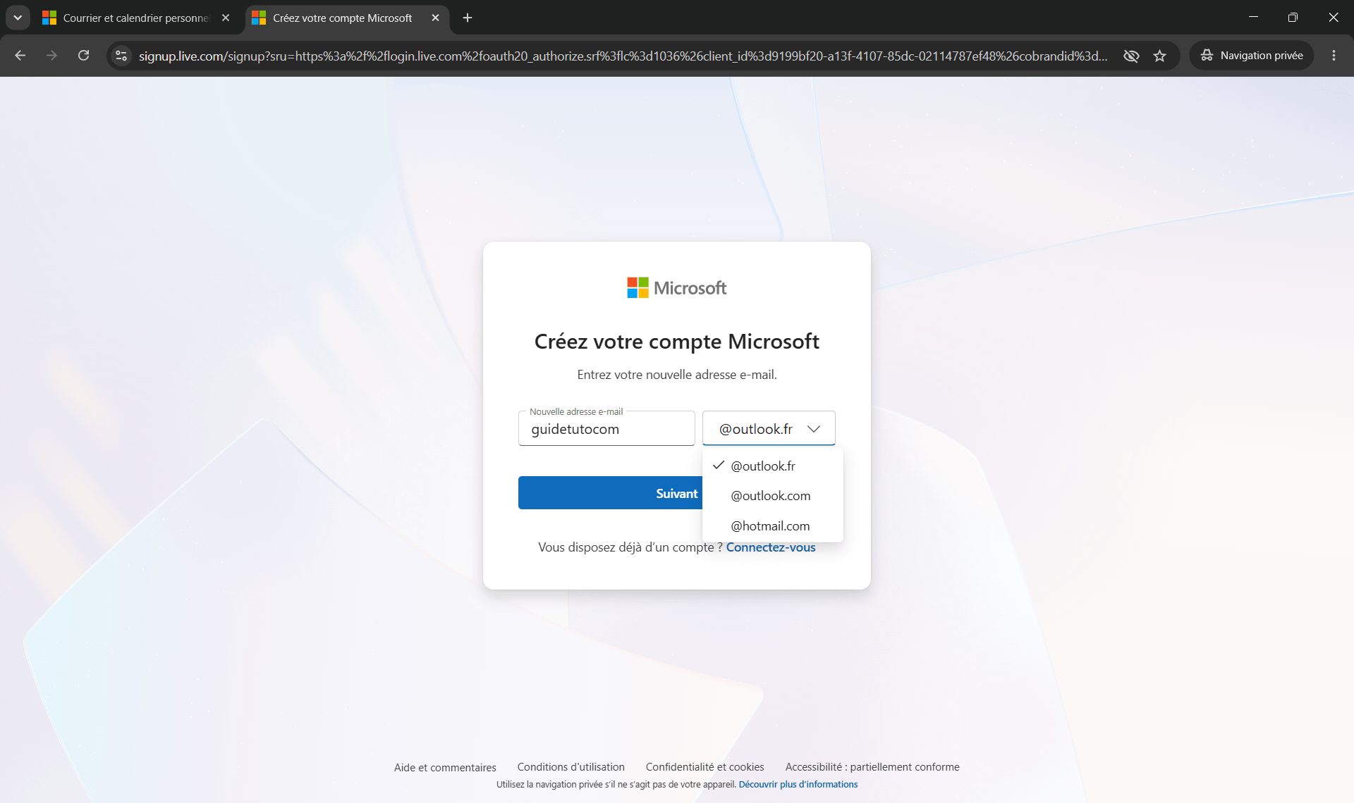 Créer son adresse Outlook
