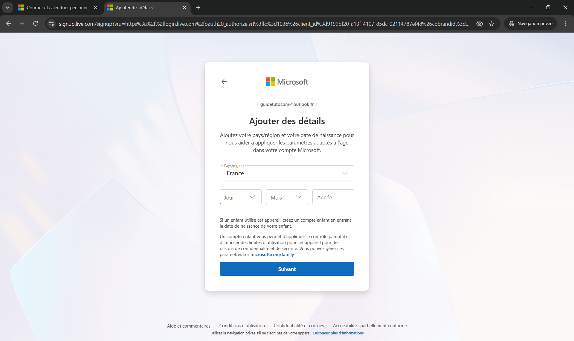 Créer une adresse mail sur Outlook