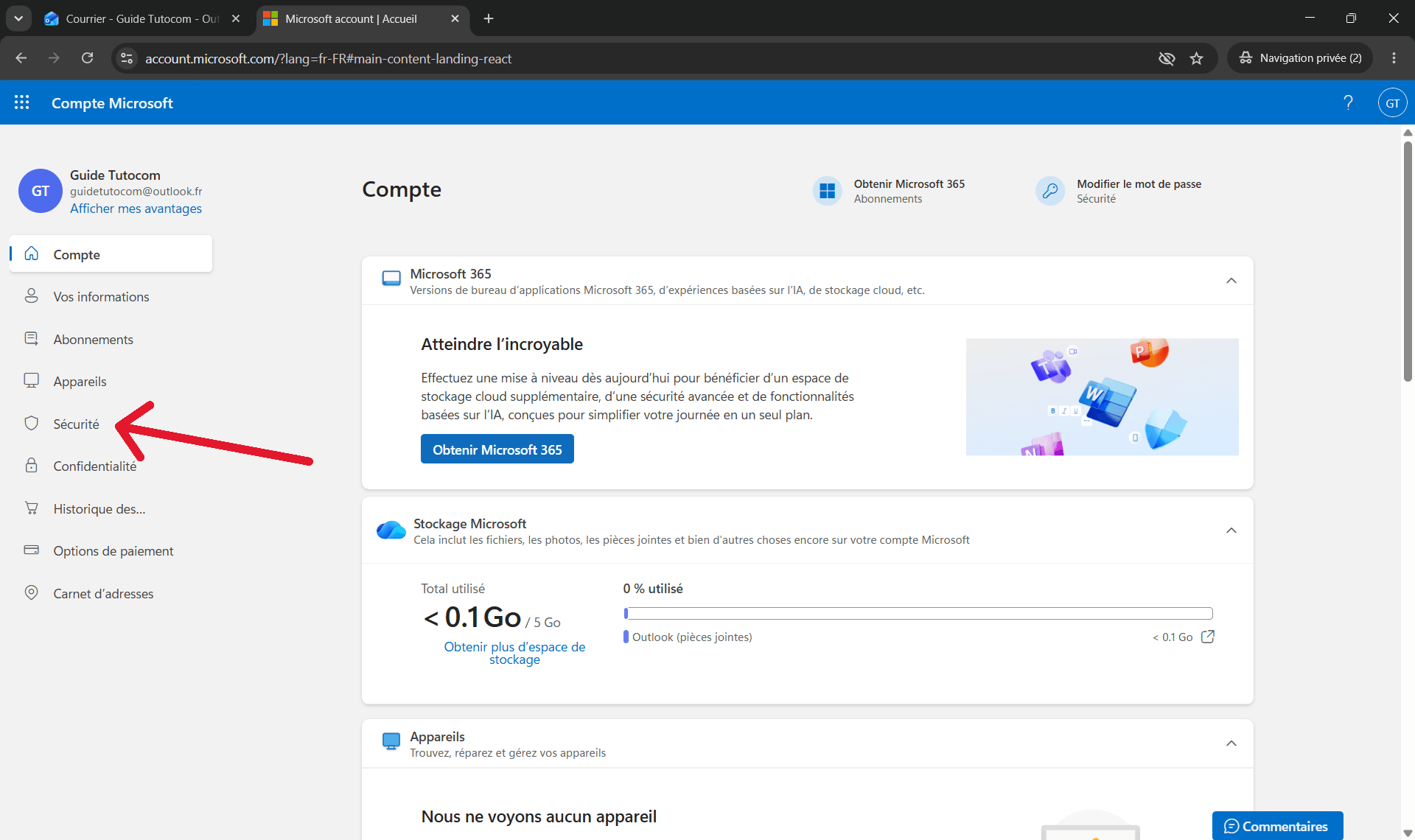 Les &eacute;tapes pour modifier son mot de passe sur Outlook