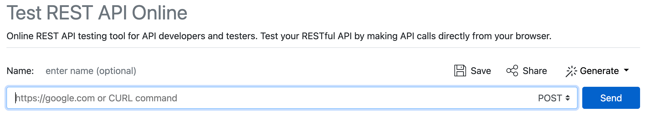 Interface de ReqBin pour tester une API REST en ligne