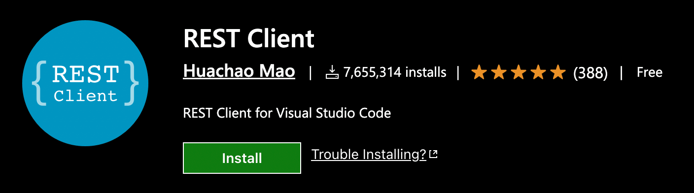 Extension REST Client dans Visual Studio Code