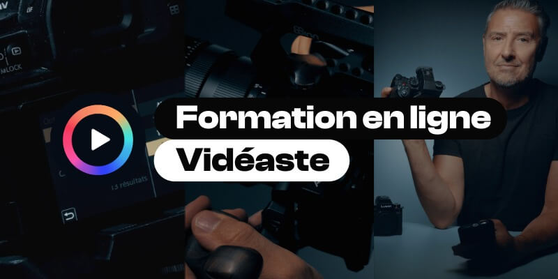 Visuel du parcours Vidéaste : formateur avec caméra et matériel de tournage