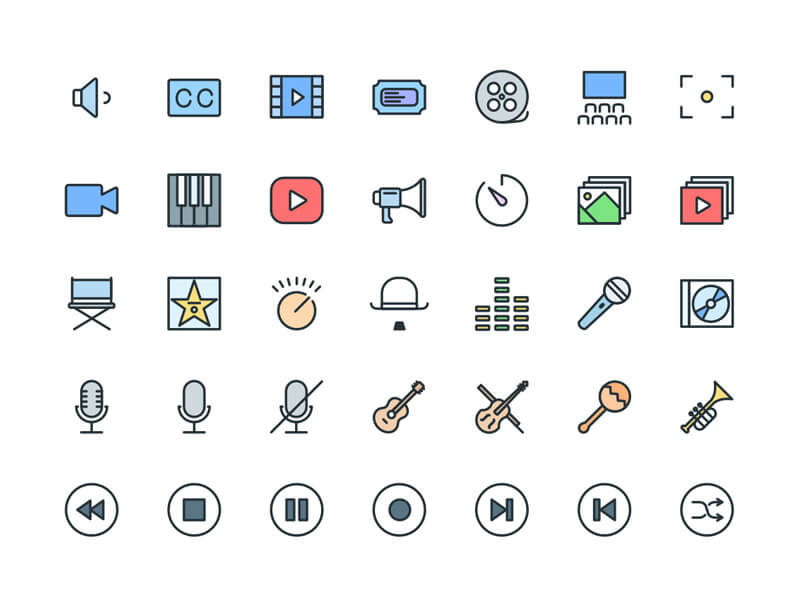 Pack-icones-multimedia-sketch