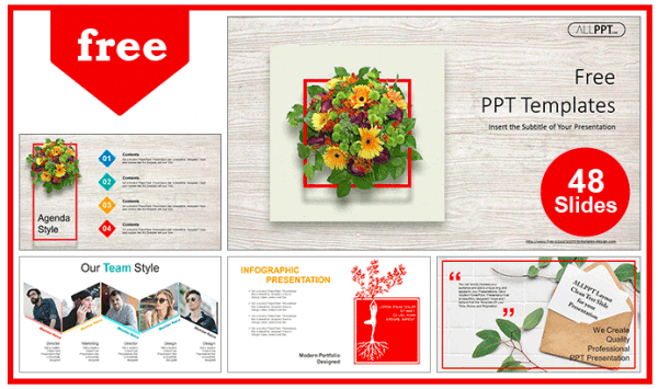 lowers Red Frame PowerPoint Templates