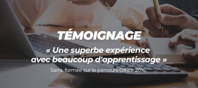 La formation Office suivie par Sarra sur Tuto.com